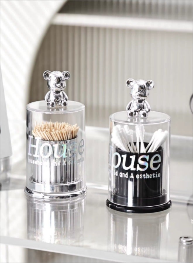 Bathroom Jars cotton swab Holder, Jar Clear Container Organizer Dispenser for Cotton Ball, Swab, Round Pads, Floss - Image 2