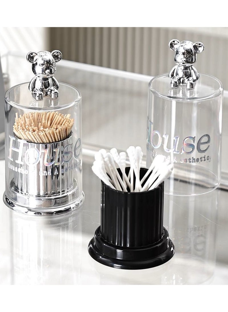 Bathroom Jars cotton swab Holder, Jar Clear Container Organizer Dispenser for Cotton Ball, Swab, Round Pads, Floss - Image 3