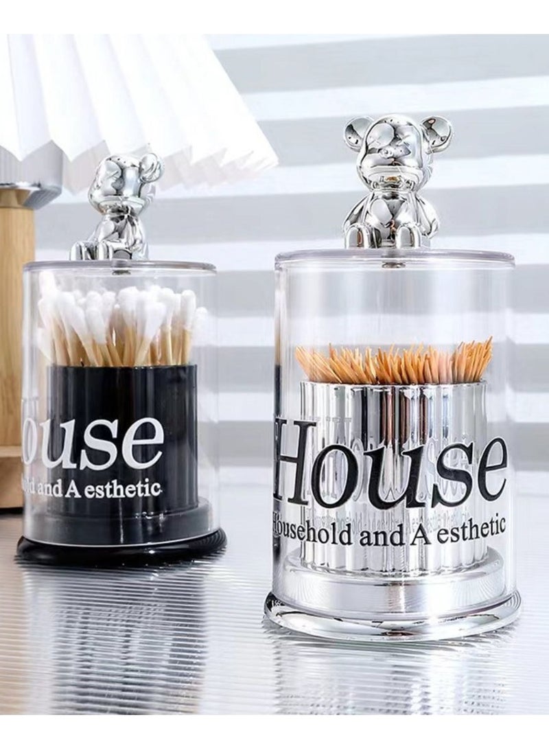 Bathroom Jars cotton swab Holder, Jar Clear Container Organizer Dispenser for Cotton Ball, Swab, Round Pads, Floss - Image 4