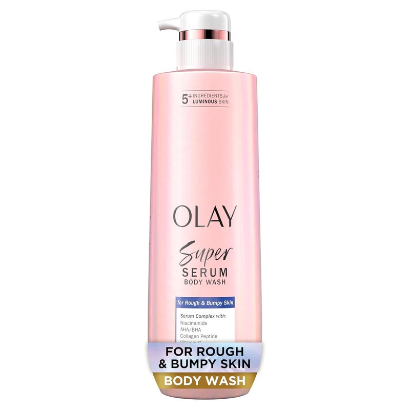 Olay Super Serum Body Wash for Rough  Bumpy Skin Hydrating  Renewing Serum Complex with Exfoliating Minerals for Luminous Skin 185 fl oz