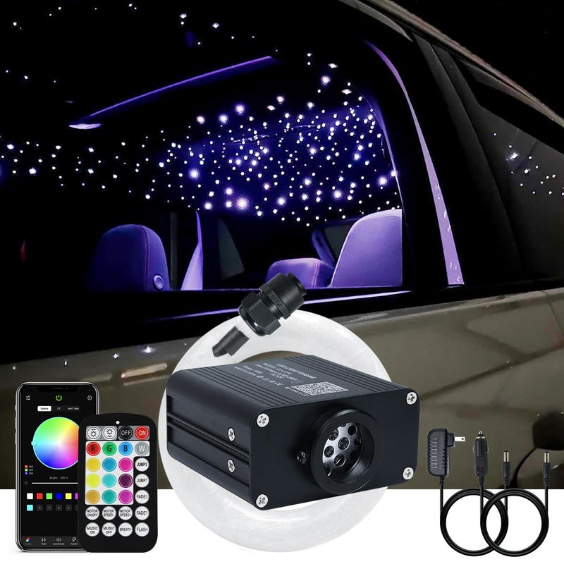 AKEPO Small Size 16W RGBW APP Twinkle Fiber Optic Lights Music Activated 150pcs 003in 65ft2m Optical Fiber Star Ceiling Light Kit for Car Truck Headliner StarHome