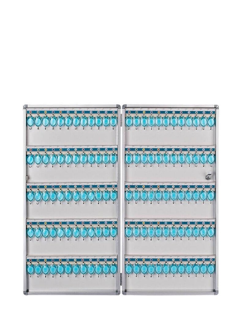 GLOSEN Glosen 120 Key Box / Cabinet Aluminum 120 keys Key Box Organizer Large 120-keys Large Capacity Key Cabinet With Colored Labels, Hotel Wall-mounted Aluminum Alloy Key Security Box, Key Lock Type  - Image 1