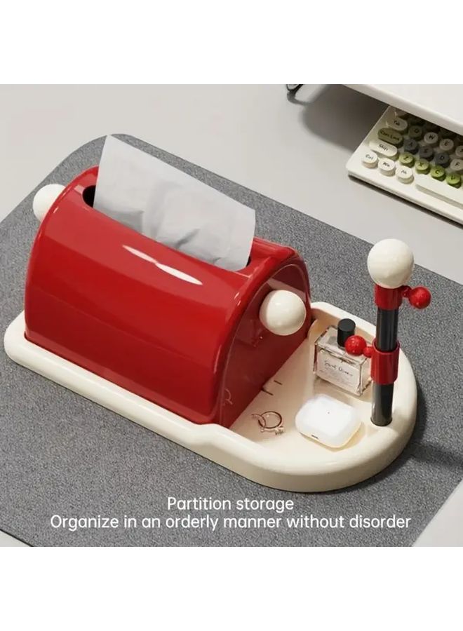Red Multi Functional Tissue Box With Storage Spring Loaded Dispenser - Image 3