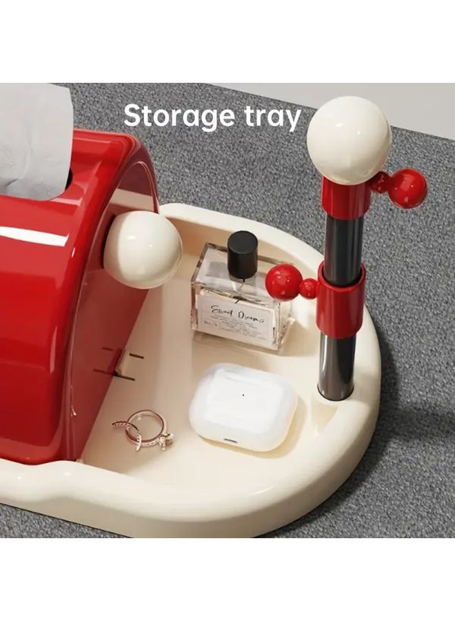 Red Multi Functional Tissue Box With Storage Spring Loaded Dispenser - Image 5