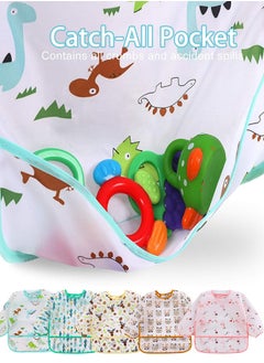 Super ZYouth 5 Pack Baby Long Sleeve Bibs, Toddler Feeding Waterproof Bibs with Great Capacity Pocket, Infant Smock Shirt Bib for Eating, Painting, Playing, Travel  - Image 2