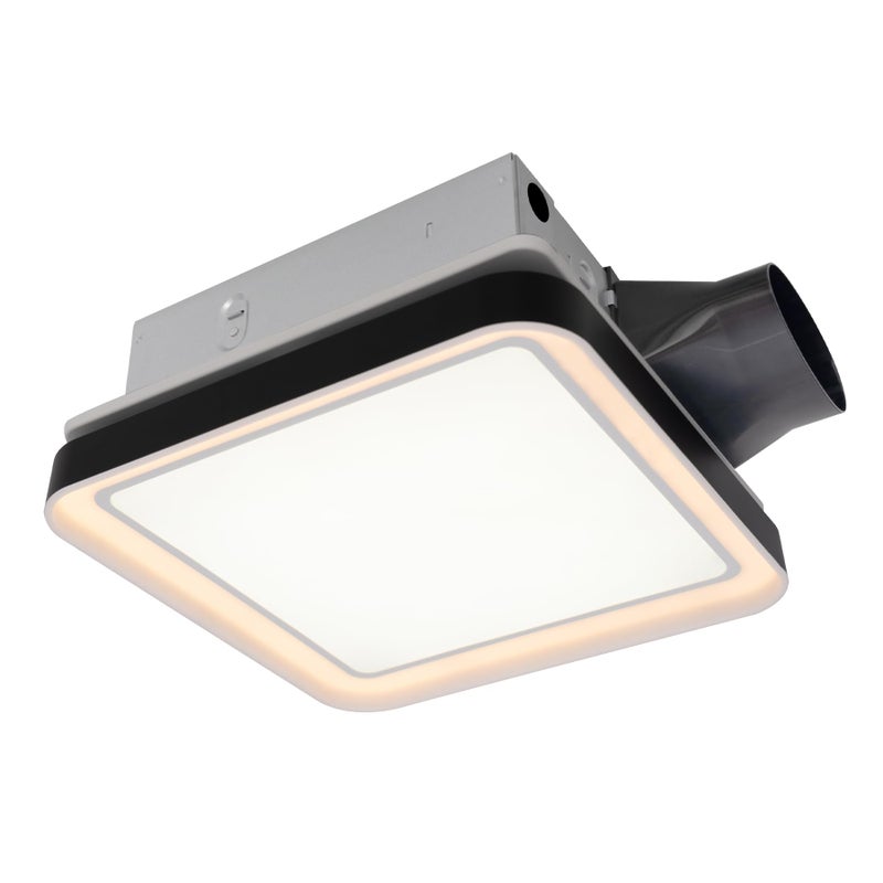 Akicon Bathroom Exhaust Fan with Light 5080100 CFM DC Motor 12 Sones 3CCT LED Light 2700K4000K5500K with 7W Night Light Quiet Energy Saving Ceiling Fan Black