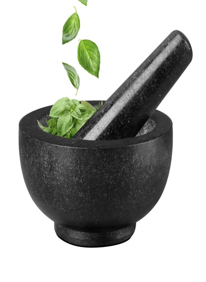 Flexzion Marble Mortar and Pestle Set Small 1-cup Capacity Guacamole Bowl, Spice Grinder Bowl, Black Mortar Pestle Set Kitchen Tool for Herbs, Spices, Cooking, Medicine - Image 1