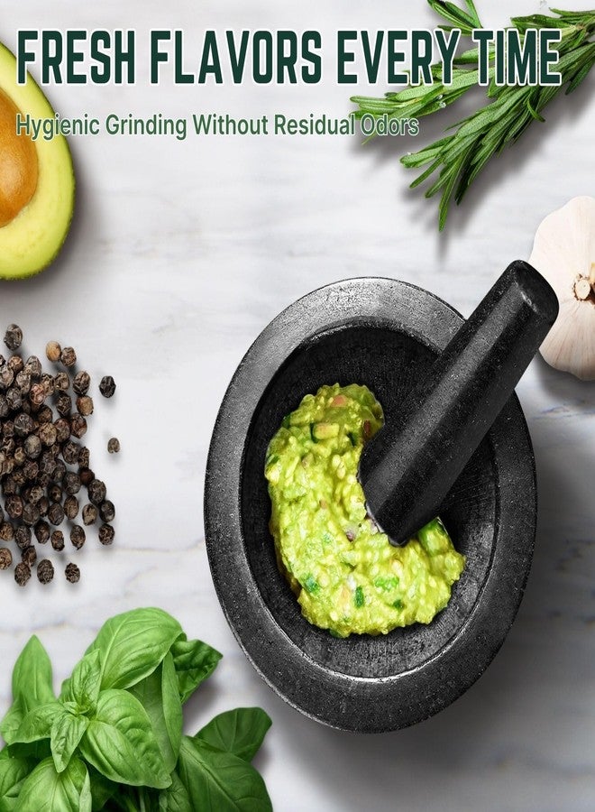 Flexzion Marble Mortar and Pestle Set Small 1-cup Capacity Guacamole Bowl, Spice Grinder Bowl, Black Mortar Pestle Set Kitchen Tool for Herbs, Spices, Cooking, Medicine - Image 5