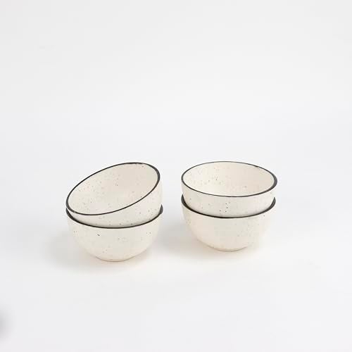 Green Route Matte White Ceramic Dinner Set with Black Border | 14-Piece Stoneware Set for 4 | Microwave & Dishwasher Safe | Bone-Ash Free - Image 4
