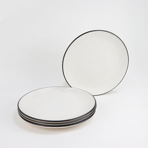 Green Route Matte White Ceramic Dinner Set with Black Border | 14-Piece Stoneware Set for 4 | Microwave & Dishwasher Safe | Bone-Ash Free - Image 2
