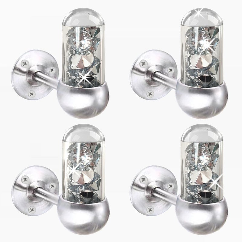 ZOLAPI Set of 4 Glass Tube Glisten Crystal Diamond Towel Hooks Bathroom Coat Hook Robe Hook Stainless Steel Heavy Duty Door Hanger Towel Clothes CabinetWall Hook for Bathroom BedroomSilver - Image 1