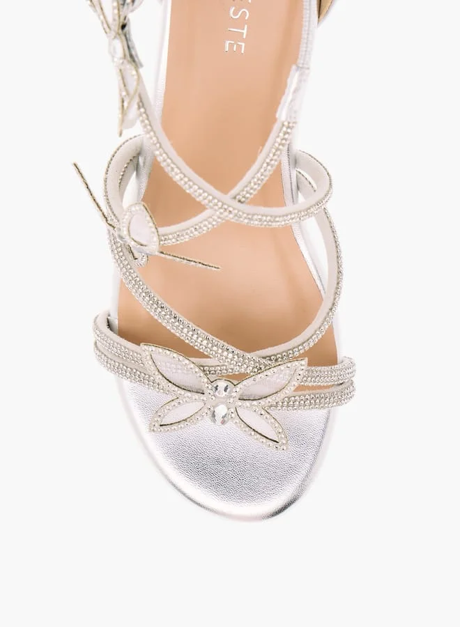 Celeste Girl's Butterfly Embellished Sandals with Hook and Loop Closure
