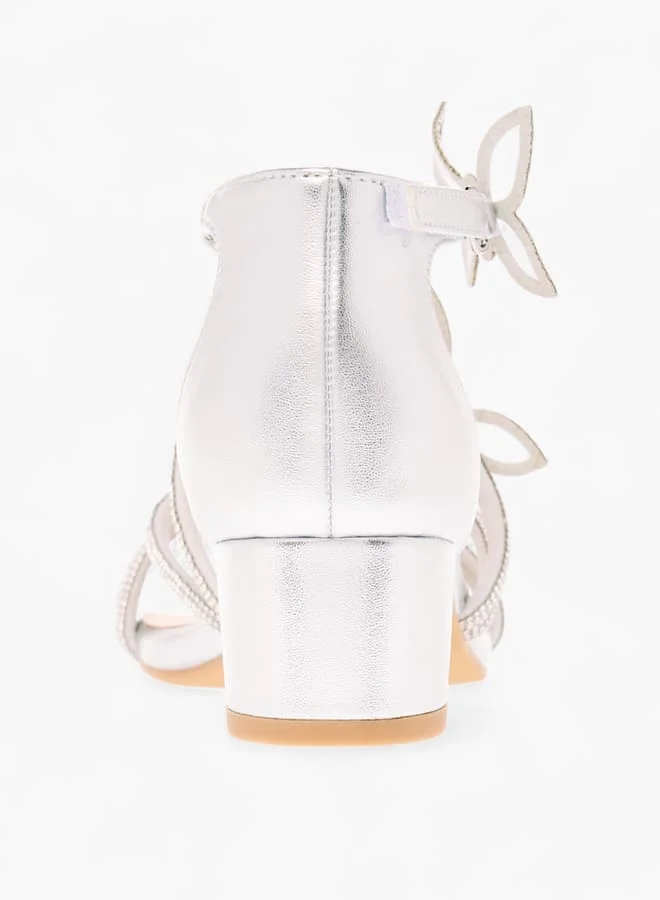 Celeste Girl's Butterfly Embellished Sandals with Hook and Loop Closure