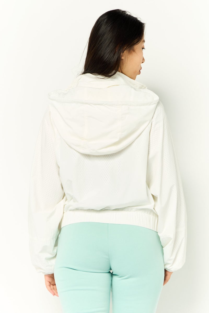 LACOSTE Women Brand Logo Windbreaker Jacket, White  - Image 3