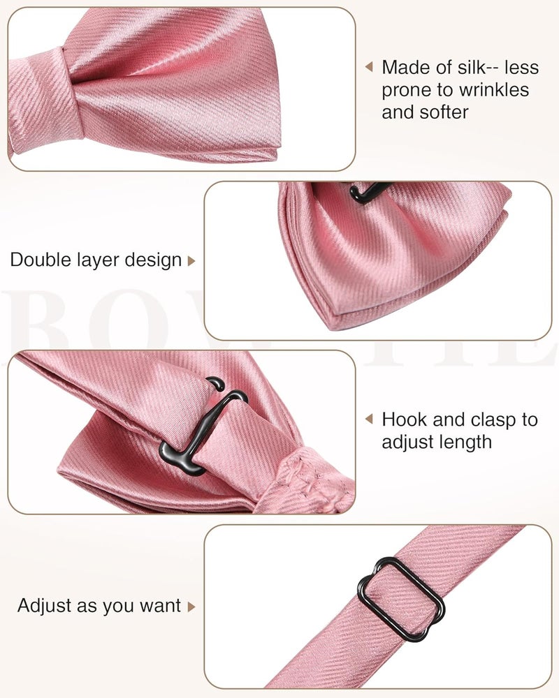 Kajeer Kids Bow Tie, Boy Bow Ties Pre-tied Silk 100% Classic Solid Adjustable Girls Neck Bowtie for Wedding Party - Image 2
