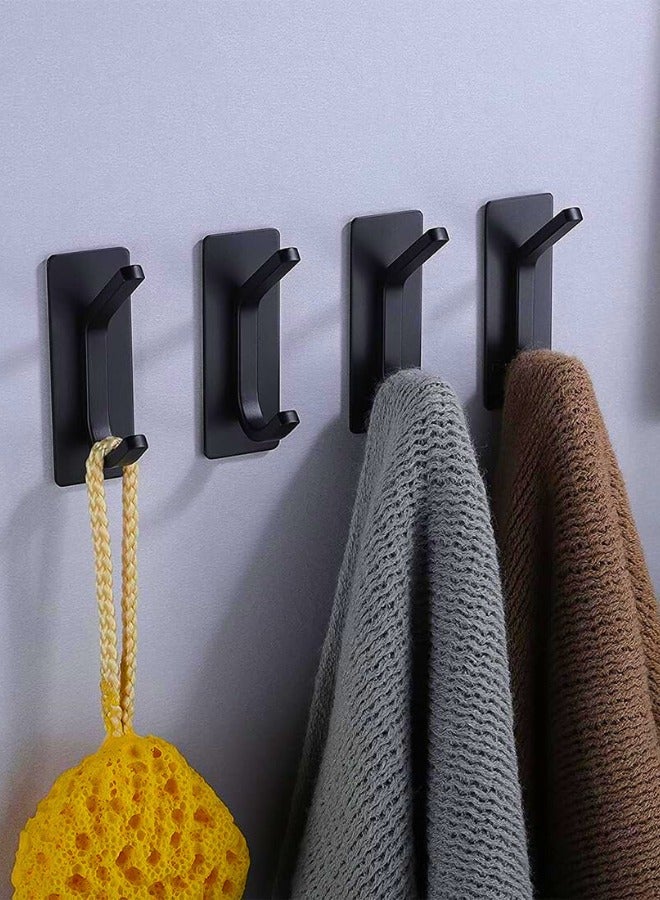 تشيس اب خطافات حائط للحمام والمنزل والمطبخ، 8 × 3 سم (3.2 × 1.2 بوصة) - عبوة من 4 قطع، من الفولاذ المقاوم للصدأ، للمناشف، والأردية، والمعاطف، والمفاتيح، والتقويمات، لا حاجة إلى مثقاب أو غراء (أسود)  - Image 3