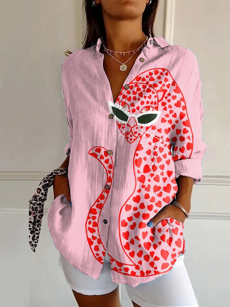 2024 Amazon independent station explosion new ladies shirt summer European and American trend animal pattern 3D printing YK1879-PK