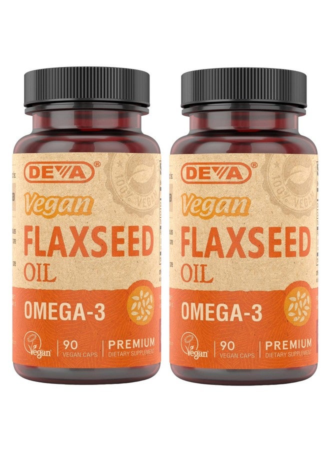 DEVA Organic Vegan Vitamins Flax Seed Oil - Rich in Omega-3, Cold-Pressed & Unrefined - 90 Capsules, 2-Pack - Image 1