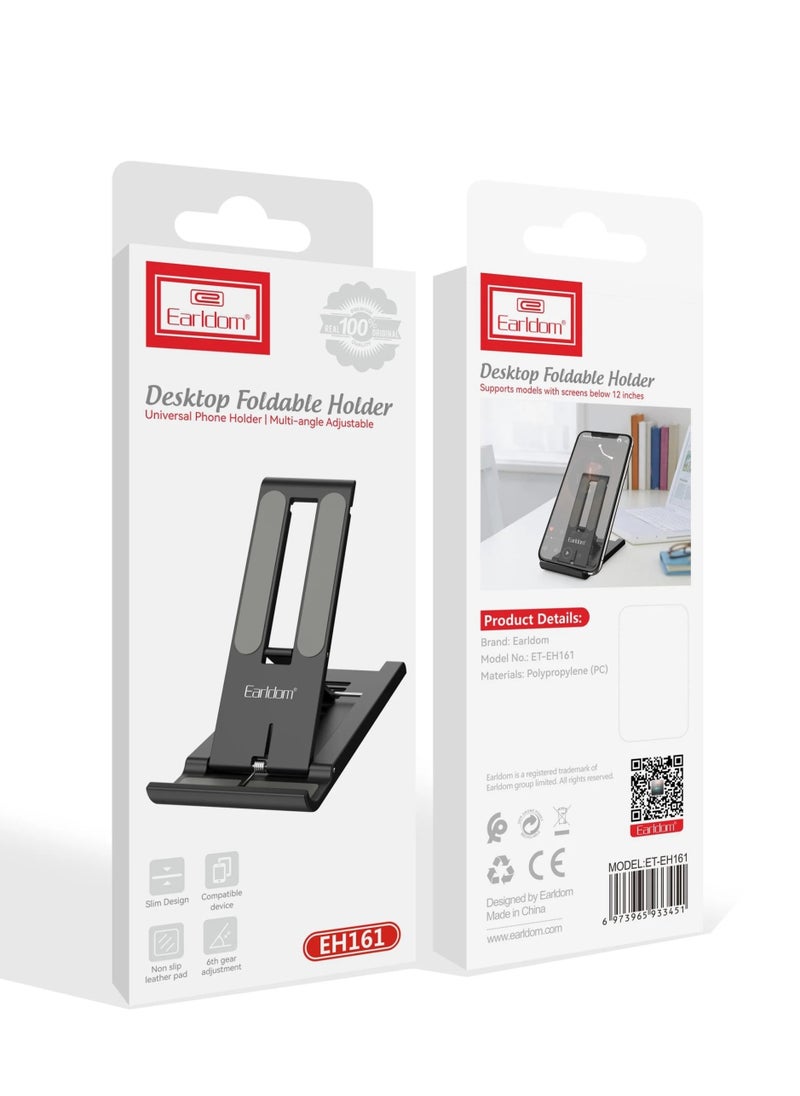 Earldom EH161 Desktop Phone Holder, Foldable - Sturdy Design - Multi-angle – Black