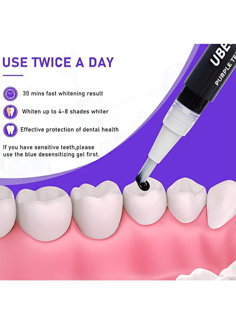 UBESTSMILE Purple Teeth Whitening Pen，Teeth Whitening Gel，V34 Teeth Whitening Pen Kit for Sensitive Teeth，Easy to Use，Brighten Smile，Mess Free Teeth Whitener（3 Pens）  - Image 3