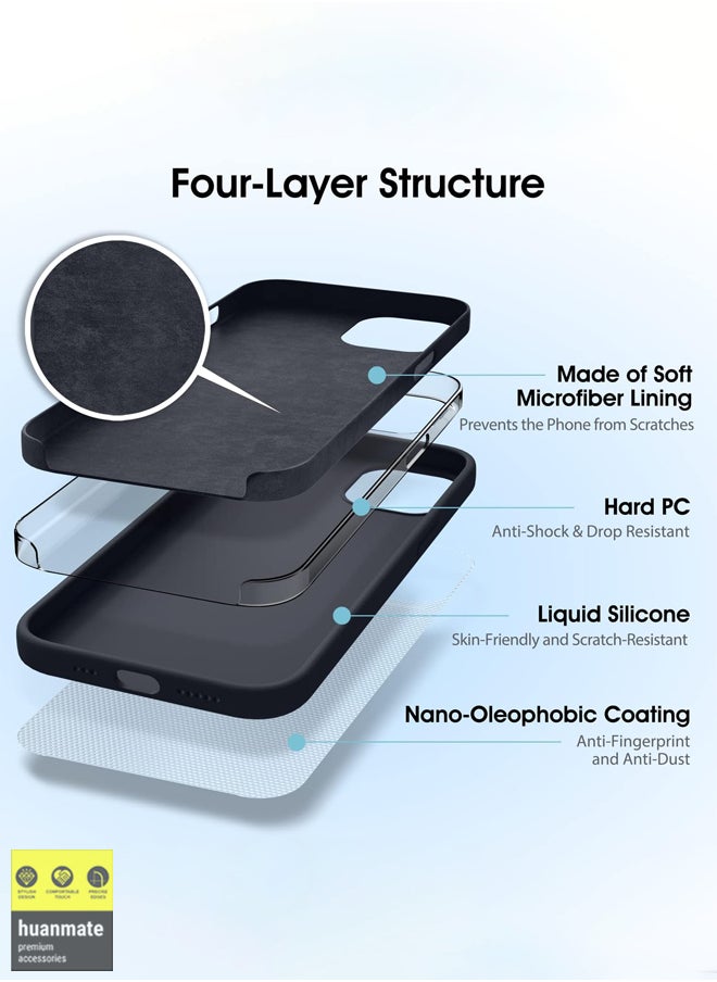 huanmate Stylish Silicone Case Cover For Apple iPhone 15 Plus Black  - Image 3