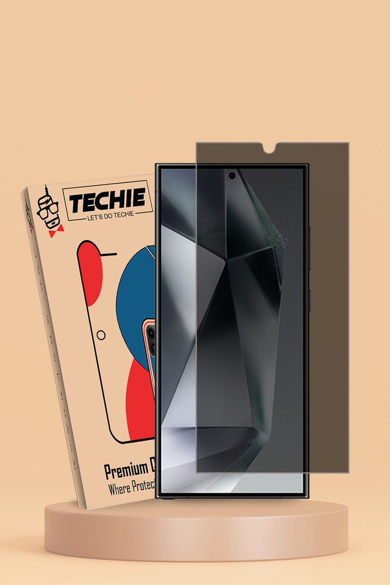 Techie HD Privacy Tempered Glass Screen Protector for Samsung Galaxy S24 Ultra 2024 - Anti Bubbles 9H Hardness 0.33 mm Easy Installation - Image 1