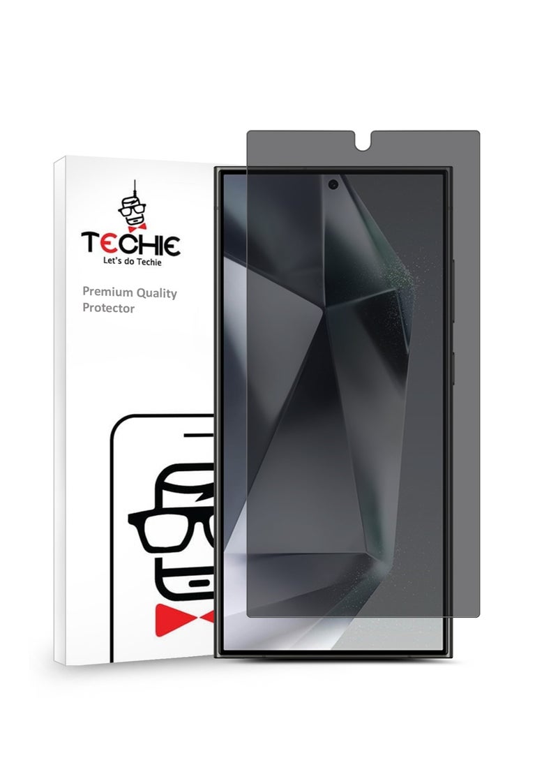 Techie HD Privacy Tempered Glass Screen Protector for Samsung Galaxy S24 Ultra 2024 - Anti Bubbles 9H Hardness 0.33 mm Easy Installation  - Image 1