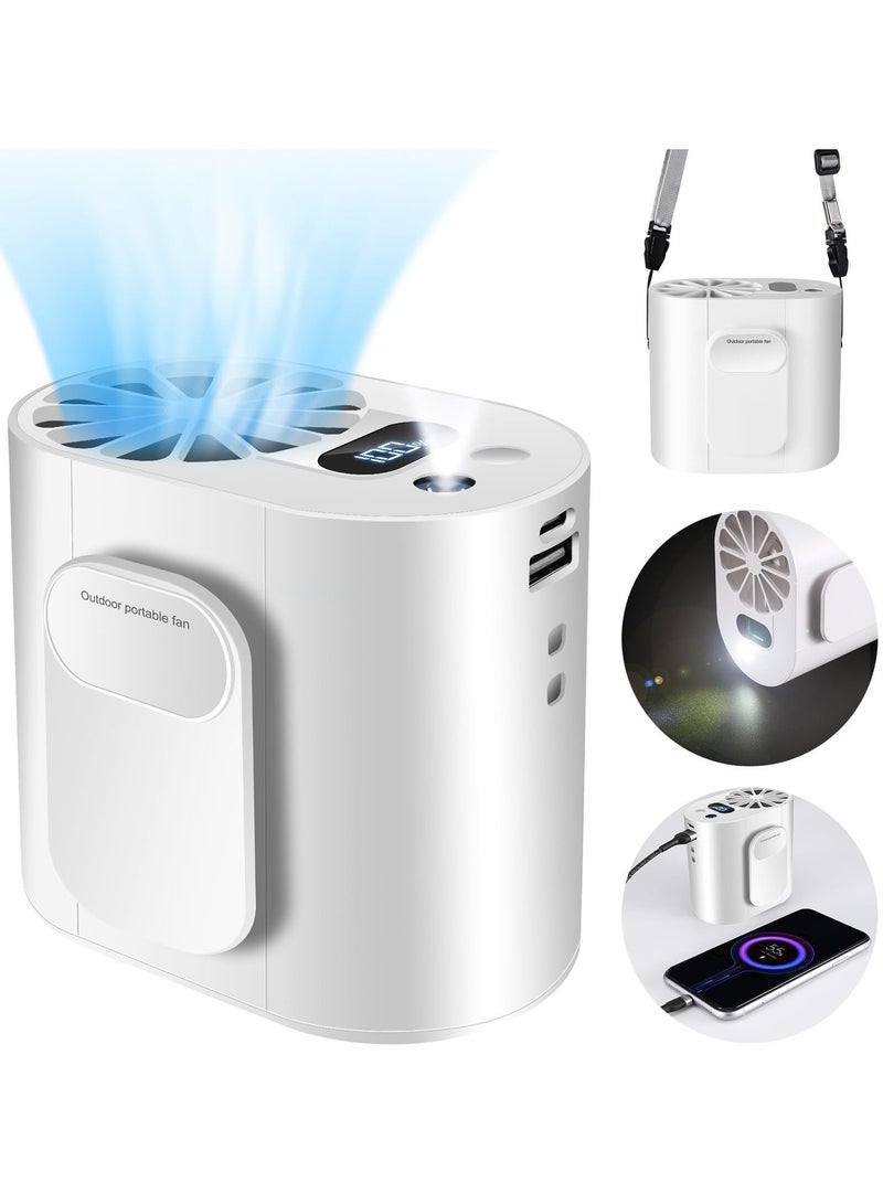 إسكدنيا مروحة خصر صغيرة محمولة مع شاشة عرض، جسم قابلة لإعادة الشحن بقدرة 8000 مللي أمبير في الساعة، مشبك قميص شخصي للتخييم والمشي لمسافات طويلة والعمل الهواء الطلق - Image 1