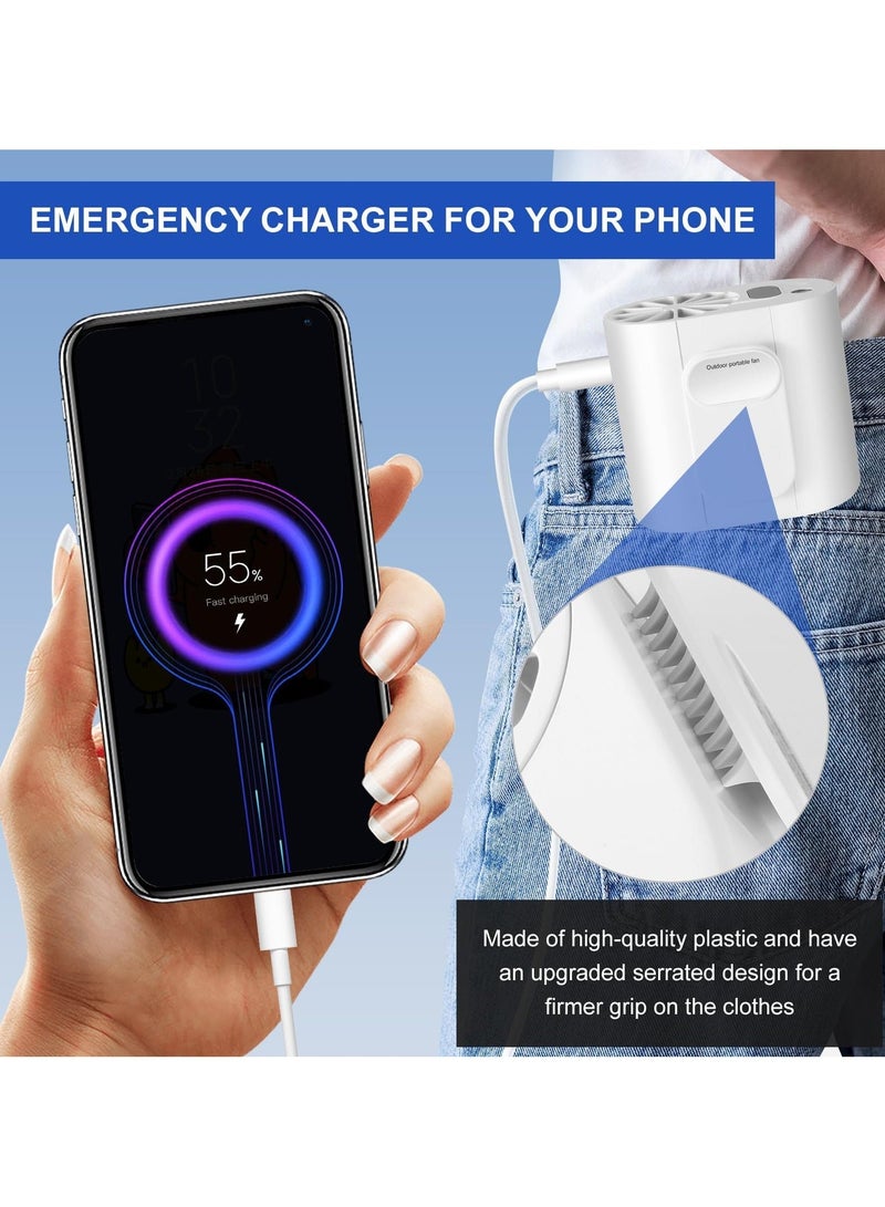 إسكدنيا مروحة خصر صغيرة محمولة مع شاشة عرض، جسم قابلة لإعادة الشحن بقدرة 8000 مللي أمبير في الساعة، مشبك قميص شخصي للتخييم والمشي لمسافات طويلة والعمل الهواء الطلق - Image 5