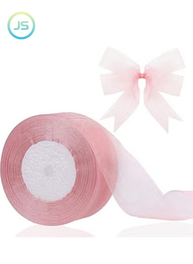 JS 2cm x 45 Meters Sheer Organza Ribbon Gold Chiffon Ribbon for Crafting, Gift Wrapping, Party Favors, Wedding Bouquet Crafts, Bow Making, Bouquets, Sewing Projects & Craft Supplies - Image 1