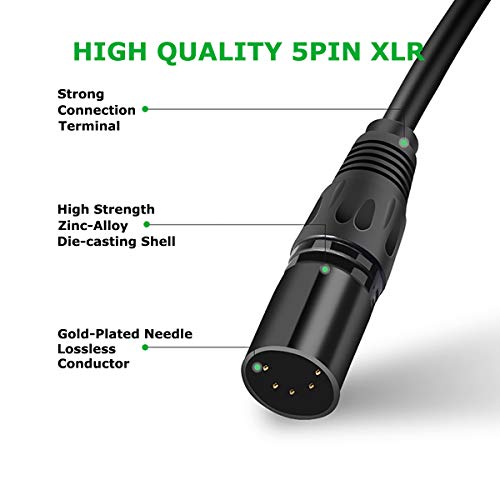 HOSONGIN 5 PIN XLR DMX Cable Adapter 20 Feet, DMX512 5PIN XLR Male to Female 5-PIN DMX Cable - Image 4