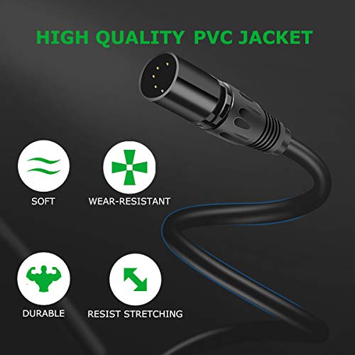 HOSONGIN 5 PIN XLR DMX Cable Adapter 20 Feet, DMX512 5PIN XLR Male to Female 5-PIN DMX Cable - Image 3