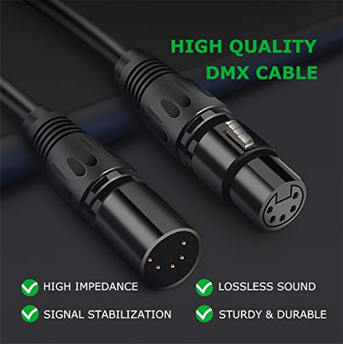 HOSONGIN 5 PIN XLR DMX Cable Adapter 20 Feet, DMX512 5PIN XLR Male to Female 5-PIN DMX Cable - Image 2