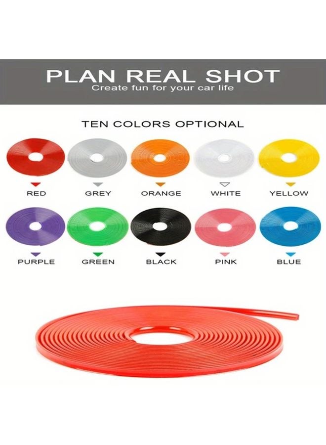 8M Gray Car Wheel Rim Protector Front Rubber Tire Guard Edge Trim Decoration Strip - Image 1
