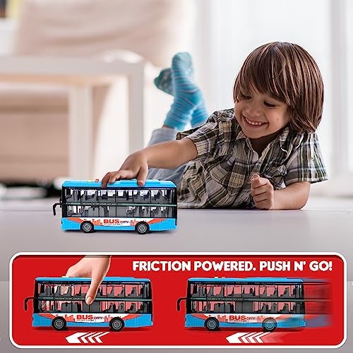 ArtCreativity لعبة حافلة مزدوجة الطابق من آرت كرييتيفيتي مع أضواء وأصوات - حافلة تعمل بالطاقة الاحتكاكية للأطفال مع أضواء سقف داخلية و 4 أصوات مختلفة - الأبواب تفتح - هدية للأطفال من عمر 3-8 سنوات - Image 4