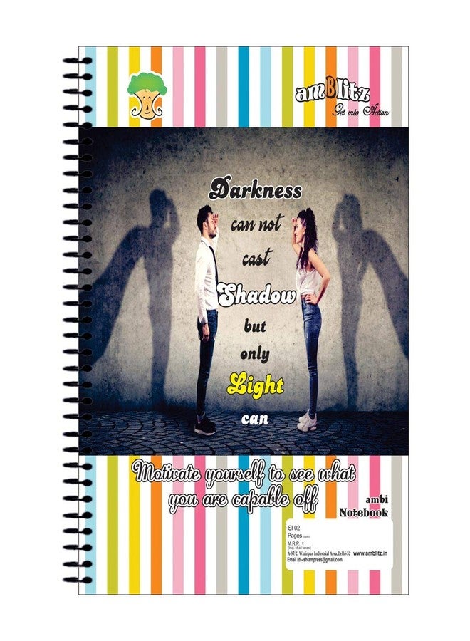 amblitz Spiral Notebook | 500 Pages | Pack of 2 | A4 Size | Single Line Ruled | Beautiful Covers with Motivational Quotes | School College Student Notemaking Notebook | 70 GSM Thick Paper - Image 2