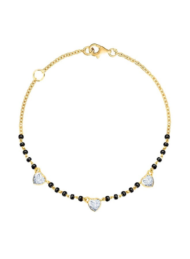 مينوتيا خلخال مينوتيا المعلق على شكل قلب مرصع بأحجار كريستال سوليتير، سلسلة مانجالسوترا للقدم، مجوهرات للقدم للنساء والفتيات (ذهبي) - Image 2