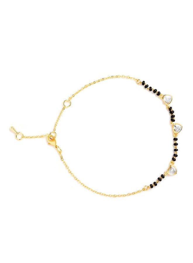 مينوتيا خلخال مينوتيا المعلق على شكل قلب مرصع بأحجار كريستال سوليتير، سلسلة مانجالسوترا للقدم، مجوهرات للقدم للنساء والفتيات (ذهبي) - Image 5