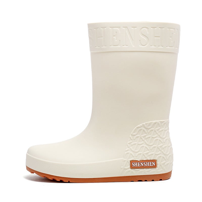 Fashionable Womens Waterproof Rain Boots White 