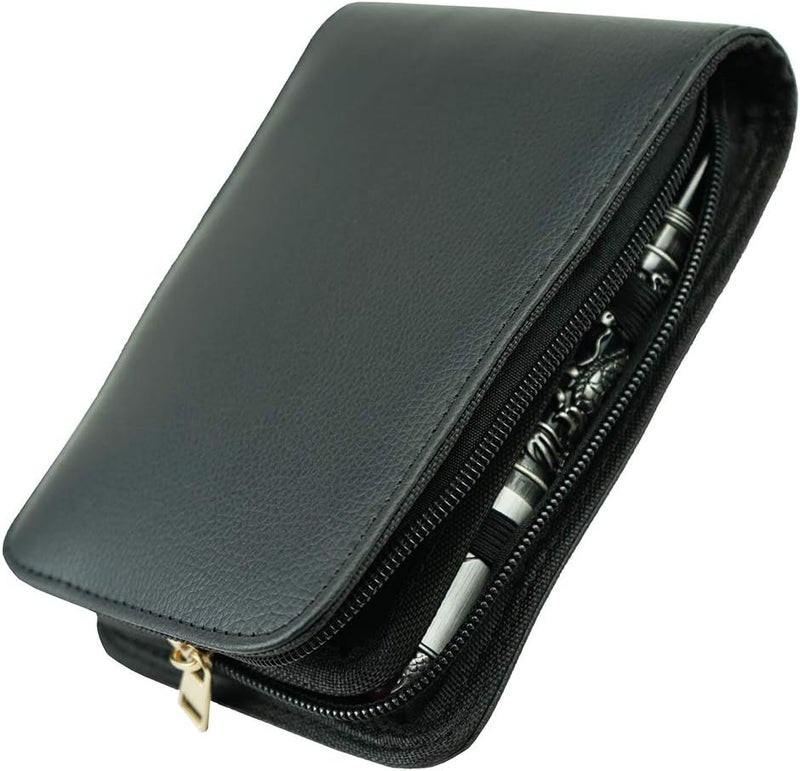 erofa 12 Fountain Pen Case PU Leather, Rollerball Pen Display Holder Bag, Pouch Large Capacity for Your Collection - Black - Image 5