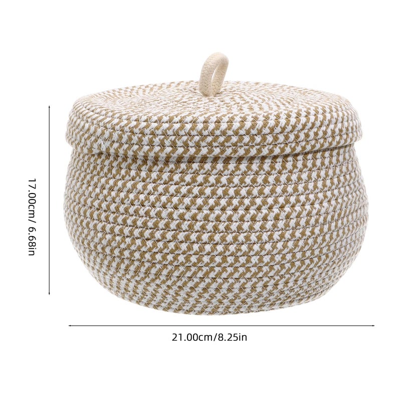 DOITOOL Cotton Rope Storage Basket with Lid, Round Basket with Lid, Decorative Small Woven Baskets for Organizing for Home Storage, Living Room - Image 4