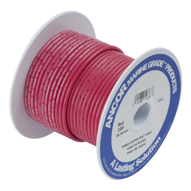 ancor سلك نحاسي مغطى بالقصدير أنكور 106810، 12 AWG، أحمر - 100 قدم من الدرجة البحرية - Image 1