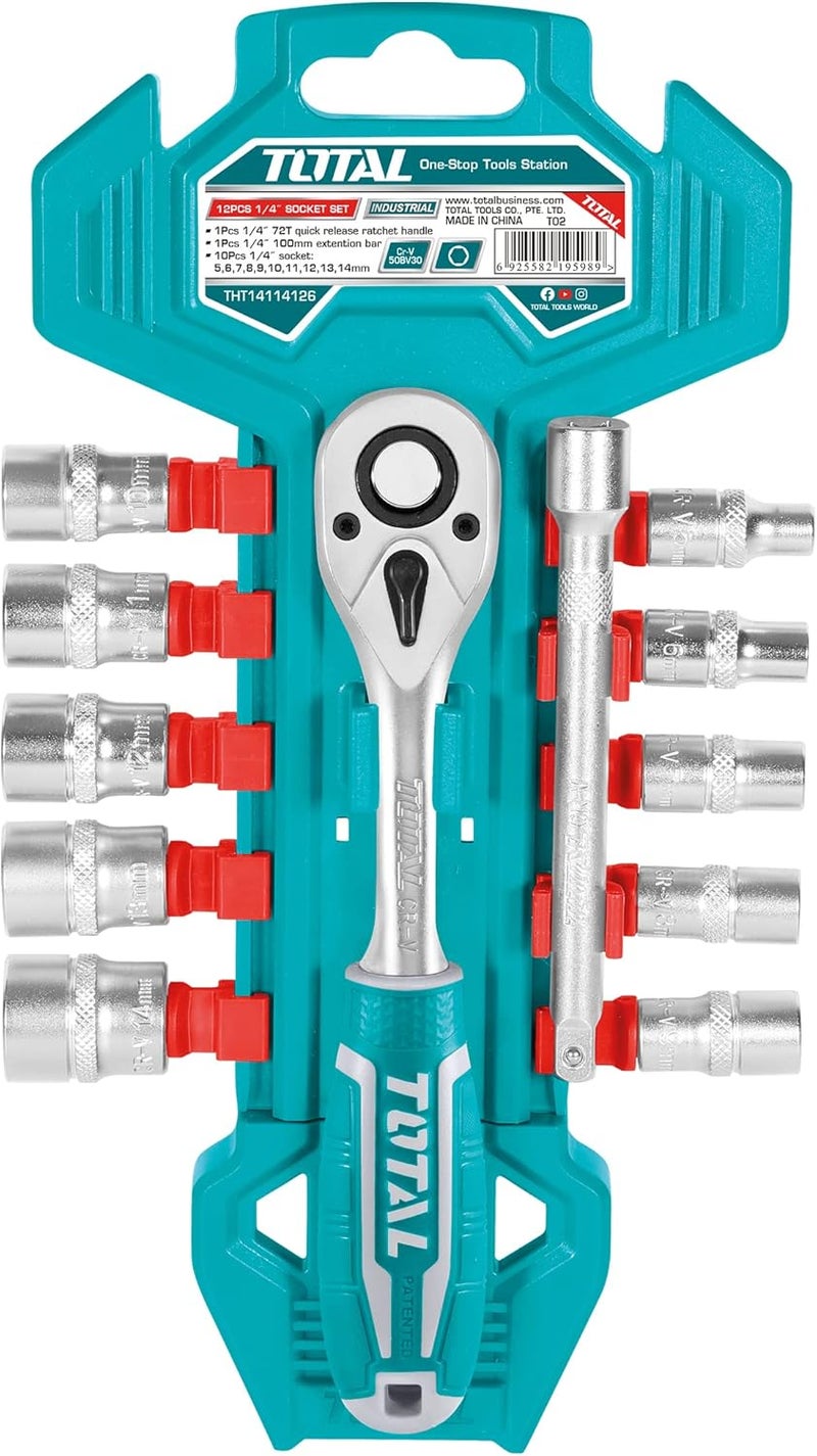 Total Tools 12-Piece 1/4" Socket Set - Image 1