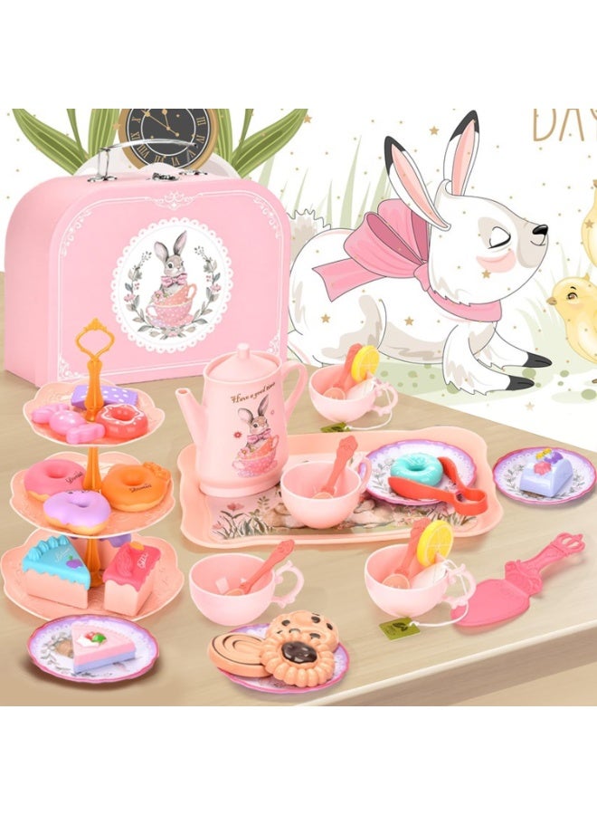 سوفام مجموعة حفلات الشاي المناسبة للفتيات الصغيرات -مجموعات شاي الأميرة للأطفال الذين تتراوح أعمارهم بين 3-5 سنوات -ألعاب عيد الميلاد وعيد الفصح -التظاهر بلعب حفلة الشاي، بما في ذلك الحلويات ومجموعات الشاي وحمل الأمتعة - Image 2