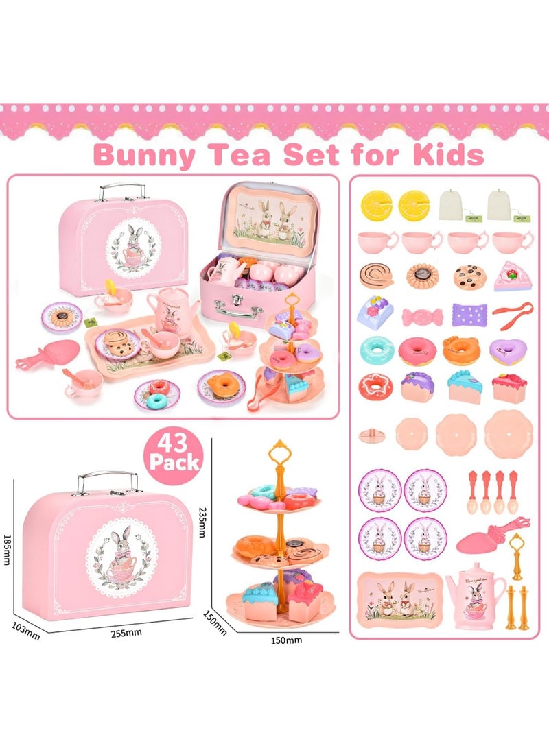 سوفام مجموعة حفلات الشاي المناسبة للفتيات الصغيرات -مجموعات شاي الأميرة للأطفال الذين تتراوح أعمارهم بين 3-5 سنوات -ألعاب عيد الميلاد وعيد الفصح -التظاهر بلعب حفلة الشاي، بما في ذلك الحلويات ومجموعات الشاي وحمل الأمتعة - Image 3