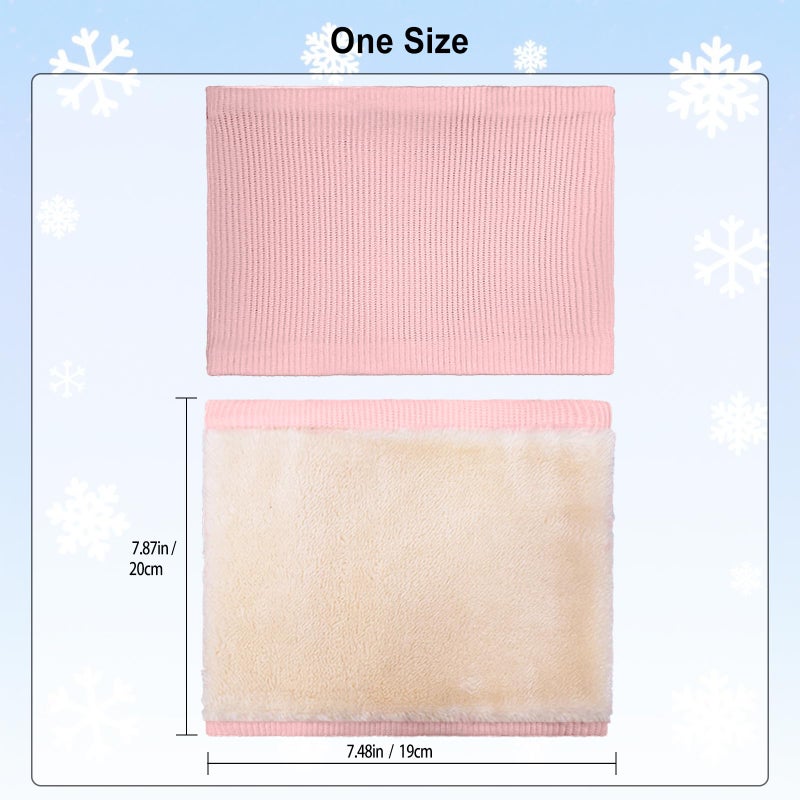 YUHAN PRETTY Kids Ski Mask Neck Warmer Winter Neck Gaiter Boys Girls Warm Thermal Fleece Lined Knitted Scarf for Cold Weather(Pink) - Image 5