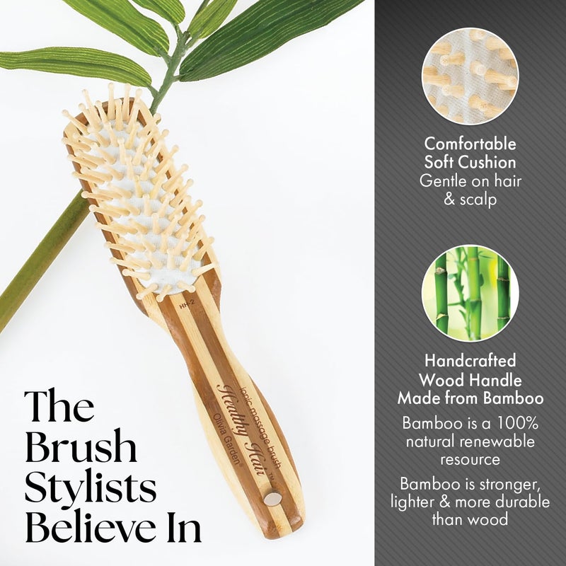 Olivia Garden Healthy Hair Eco-Friendly Bamboo Ionic Massage Hair Brush HH-2 (Paddle Narrow) - Image 3