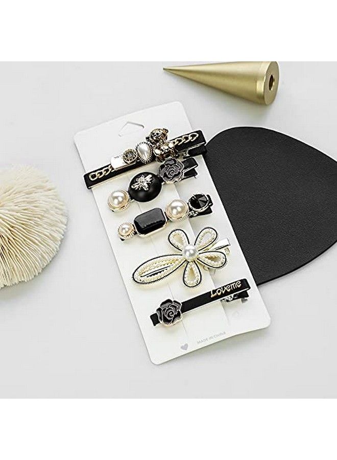 Ngel 5Pcs Black Hair Clip/ Elegant Pearl Hair Pins For Women & Girls/ Styling Hair Accessories/ Retro Bear Hair Pin - Image 5