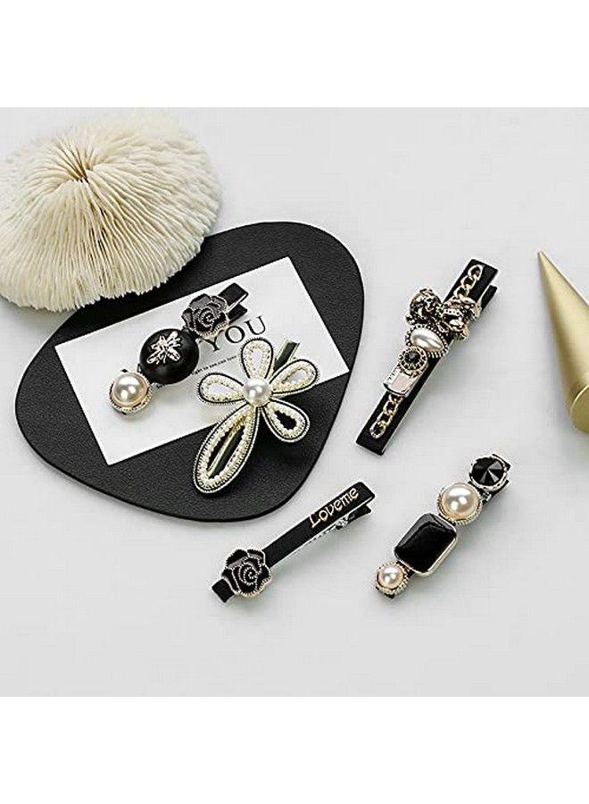 Ngel 5Pcs Black Hair Clip/ Elegant Pearl Hair Pins For Women & Girls/ Styling Hair Accessories/ Retro Bear Hair Pin - Image 2