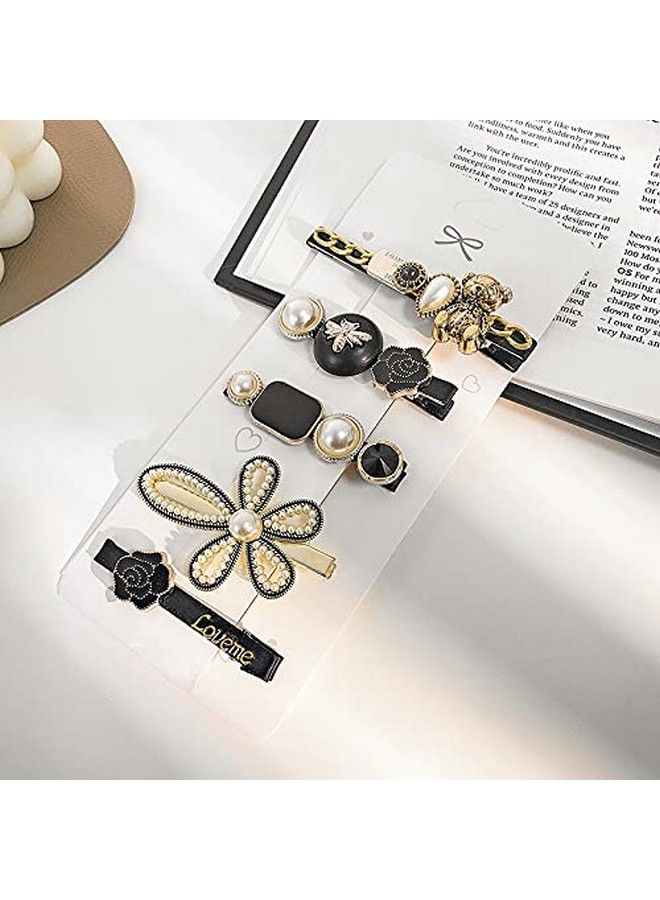 Ngel 5Pcs Black Hair Clip/ Elegant Pearl Hair Pins For Women & Girls/ Styling Hair Accessories/ Retro Bear Hair Pin - Image 3